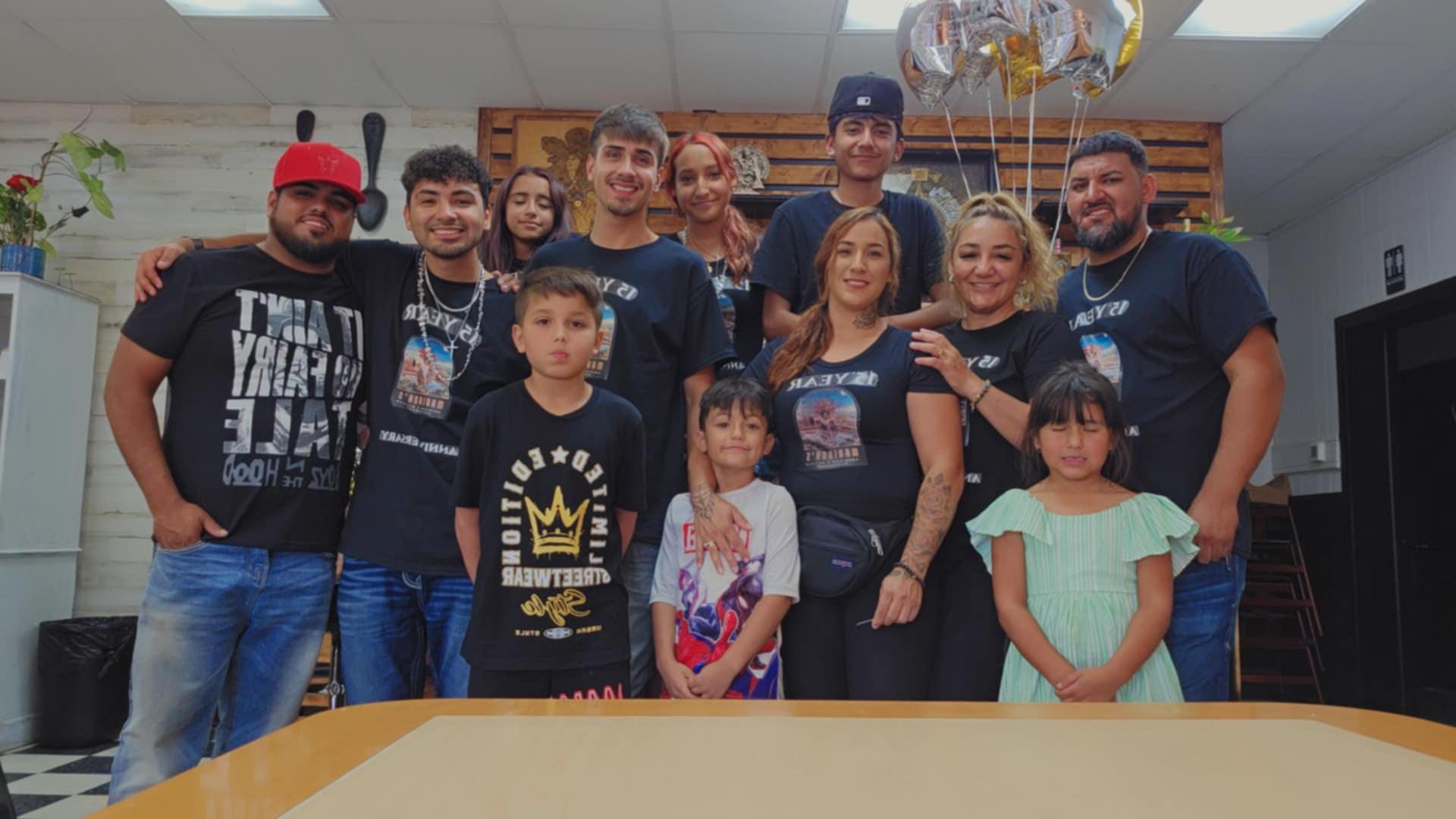 Mariana and her family at the restaurant